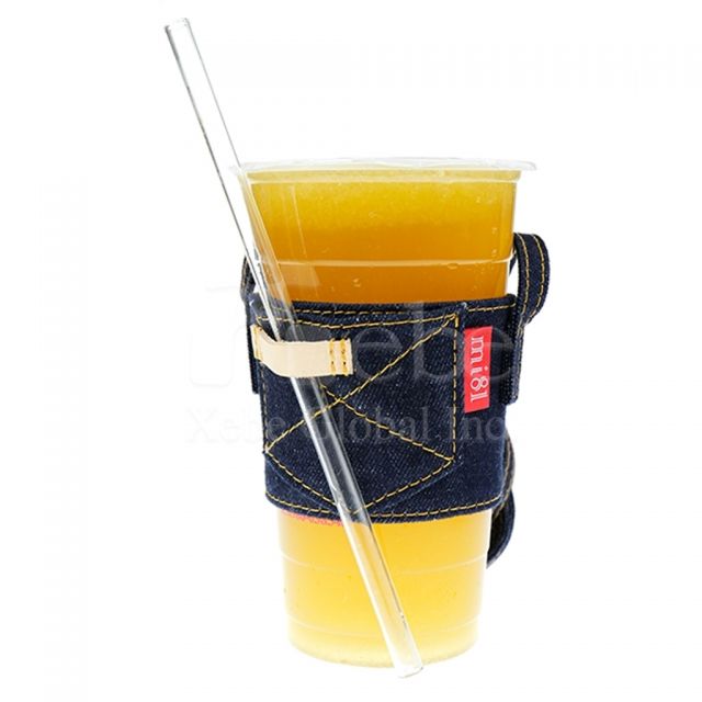 牛仔布環保飲品袋訂製 可側背飲品杯手提袋