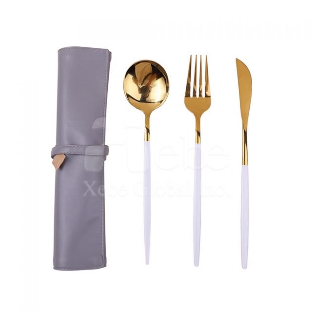 紫色皮革環保餐具組
