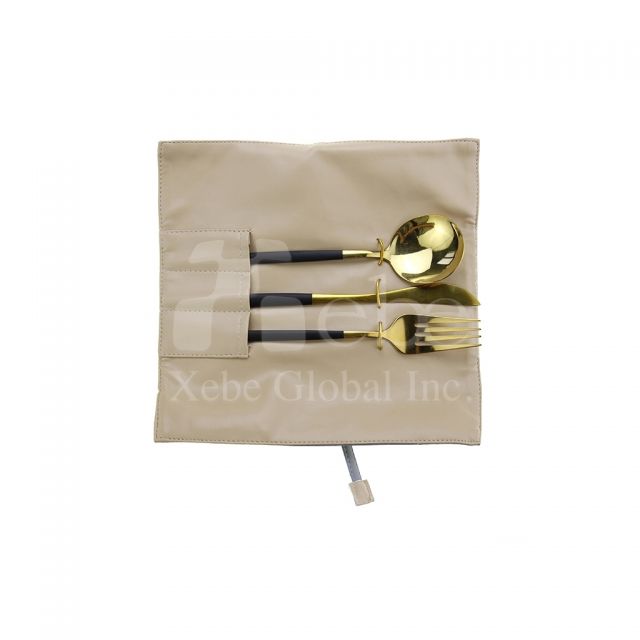 橘色皮革環保餐具