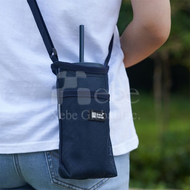 藍色斜孭網眼布環保飲品袋